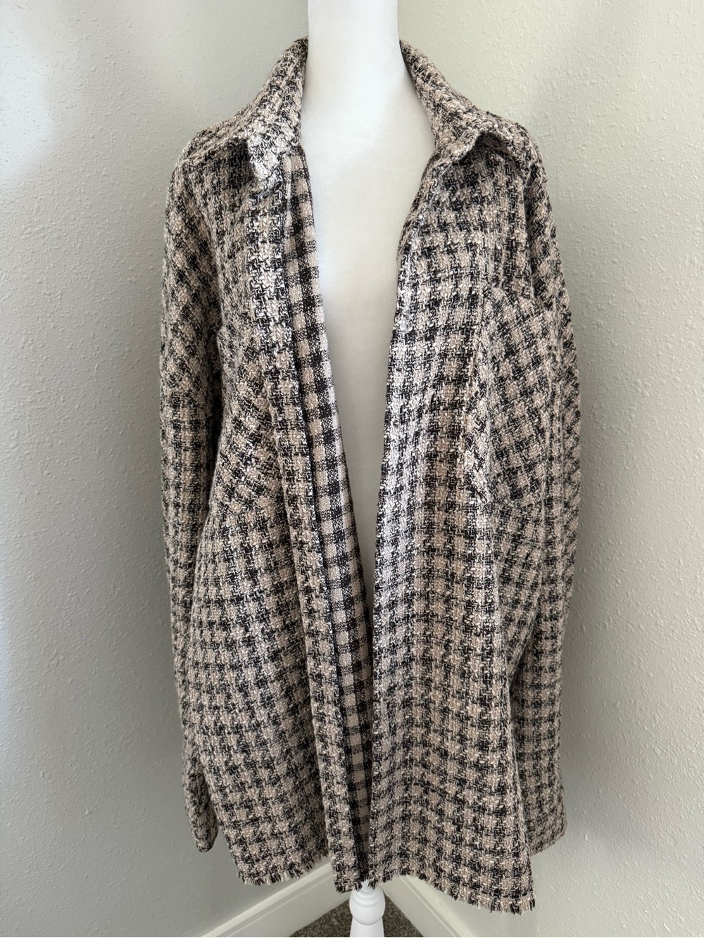 NWT mnml Loose Woven Flannel Shirt XL Brown Oversized Shacket